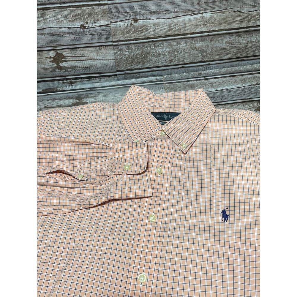 Ralph Lauren Men's Dress Shirt Long Sleeve Button Down Peach Large